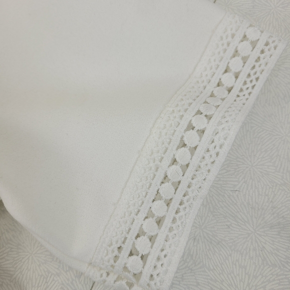 Scobe white deep v neck short sleeve top white lace peplum fairy coquette girl M - Picture 12 of 13